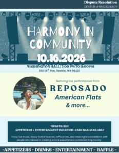 flyer promoting Harmony in Community event on October 16, 2026